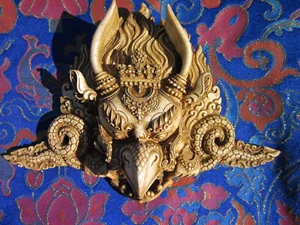 Very 3 D hanging Garuda Mask 10 X 7.5" Symbolic for Buddhists Beautiful for All - Picture 1 of 13