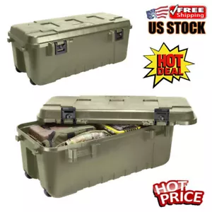 Large 108-Quart Lockable Storage Box Trunk with Wheels Containers Organizer - Picture 1 of 3