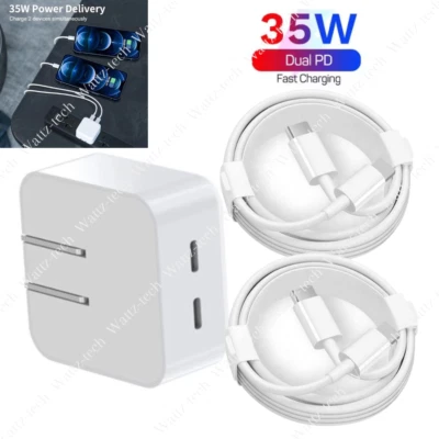 35W USB C Type C PD Fast Charger Dual Adapter For iPhone 13 11 12 Pro Max XR XS - Image 1 of 4
