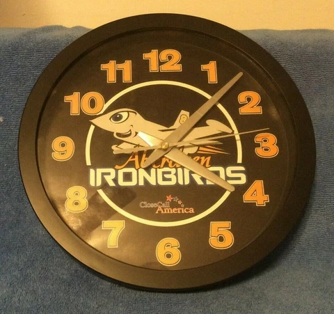 Aberdeen IronBirds Analog Clock - Works  Cal Ripken baseball Cover