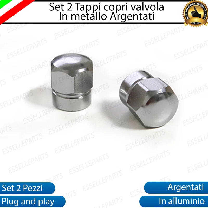 COPRIVALVOLA RUOTE TAPPI VALVOLA IN ALLUMINIO ARGENTATI PER MOTO SCOOTER - Immagine 1 di 3