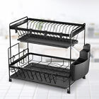 2 Layer Kitchen Dish Cup Drying Rack Drainer Dryer Tray Cutlery Holder Organizer