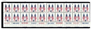 1973 U.S. Regular Issue CROSSED FLAGS MULTI- Plt#Blk Strip 20 Sc#1509 M/NH/OG^ - Picture 1 of 3
