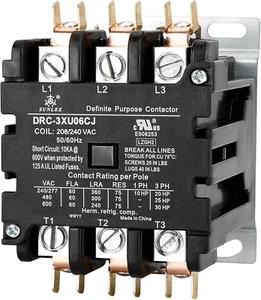 60 Amp 75 RES 3 Pole 220V 240V Coil DP Contactor A2L Compliant UL Recognized & A - Picture 1 of 8