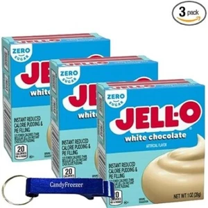 Jell-O Pudding 1oz Box (3er Pack) mit kostenlosem Schlüsselanhänger (zuckerfreie weiße Schokolade) - Bild 1 von 1