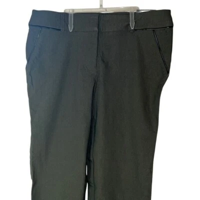 SOHO Apparel Ltd. Ladies Army Green Stretch Pants w/ Black Faux Leather Trim, 6! - Image 1 of 3
