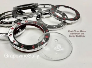 Reloj/temporizador de estufa vintage cara de globo de vidrio CON orificio de poste central - Imagen 1 de 3