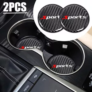 2x Real Carbon Fiber Car Cup Holder Pad Water Cup Slot Non-Slip Mat Accessories - Picture 1 of 18