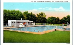SCHWIMMBAD Grand Forks, North Dakota NK Badegäste Leinen - Postkarte - Bild 1 von 2