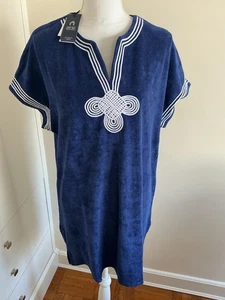 Neu mit Etikett! CABANA LEBENSGROSSE LARGE ESSENTIALS MARINEBLAU FROTTEE ÜBERWURF MIT ÄRMELN UPF 50+ - Bild 1 von 11