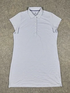 Renwick Short Sleeve Cotton Stripe Polo Dress Women’s L Blue White Knee Length - Picture 1 of 8