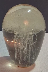 Vintage 4.5-5" Tall Paper Weight Glass - Green Jellyfish (Glow in the dark) - Picture 1 of 14