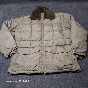 Vintage Comfy Outdoor Down Quilted Puffer Chore Jacket Size Large Brown - Picture 1 of 10
