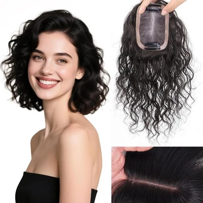 Clip de pelo rizado ondulado esponjoso en cabello humano real mono top top para mujer Foto 1 de 4