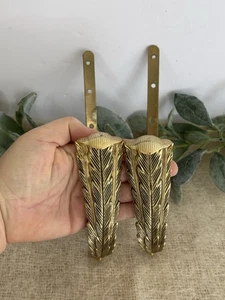 Set di 2 cravatte per tende vintage schienali oro disegno foglia treno piuma - Foto 1 di 7