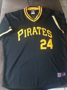 Barry Bonds Pittsburgh Pirates Majestic Cooperstown Throwback Jersey 2XL 54 NWOT - Picture 1 of 8
