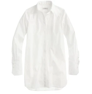 J.Crew weiße Button Down Langarm Bluse Tunika Lagenlook Gr. 4 - Bild 1 von 9