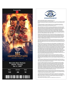 2026 Alabama vs Georgia SEC Championship Game Replica Customizable Ticket Stub - Bild 1 von 3