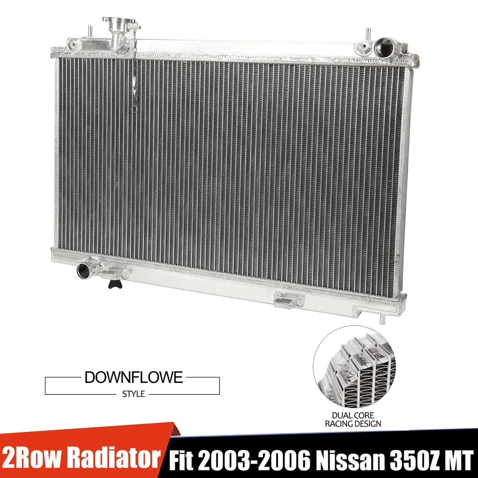 Peformance Radiator 2 Row Aluminum For 2003-2006 Nissan 350Z Fairlady Z33 3.5 MT Foto 1 de 4