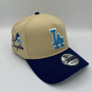 New Era Los Angeles Dodgers City Sidepatch 9Fifty Snapback Hat Tan Blue Skate - Picture 1 of 12