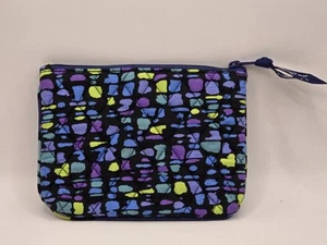Vera Bradley Blue Multicolored Makeup Bag Pouch Nylon Lined 5" x 6.75" - Picture 1 of 5