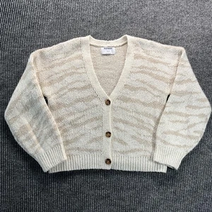 Old Navy Strickjacke Pullover Damen XXL beige Animalprint Acryl Strick Knopfleiste - Bild 1 von 15