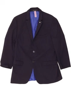 ZARA Mens 2 Button Blazer Jacket EU 54 XL Navy Blue Polyester KC04 - Picture 1 of 3