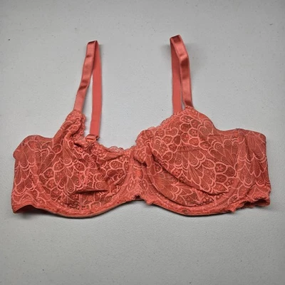 Torrid Curve Women Bra 44DD Coral Floral Unlined Balconette Adjustable Straps - Image 1 of 4