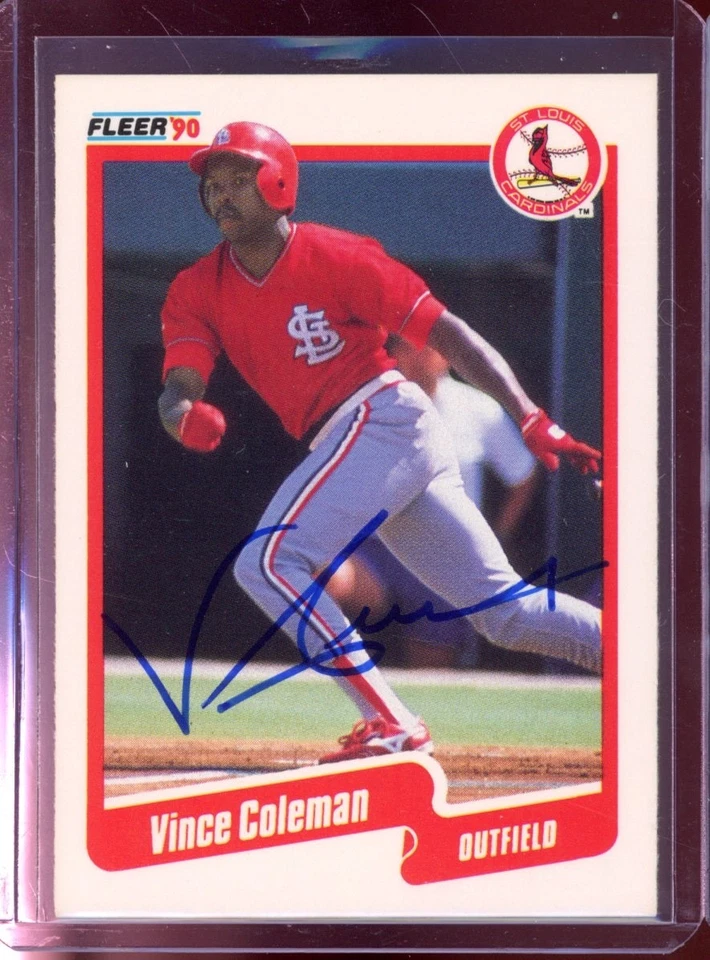 1990 Fleer - Vince Coleman #245 Auto Autographed Signed St. Louis Cardinals - Image 1 of 1