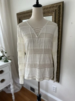 Ralph Lauren Denim and Supply XL Top Encaje Transparente Elástico Marfil Boho Campesino Foto 1 de 4