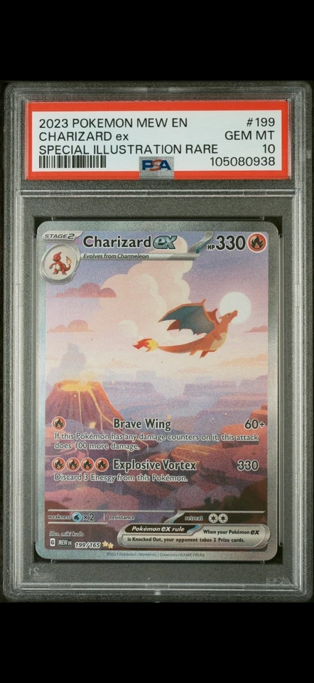 2023 Pokemon Mew Charizard ex 199/165 Sv: Scarlet & Violet 151 Holo PSA 10 - Image 1 of 2