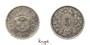 Confederación Suiza, 5 Rappen 1877, HMZ 2-1211i, 1,69g., ss - Imagen 1 de 1