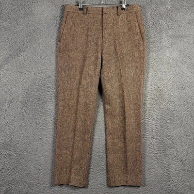 Pantalones J Crew Para Hombres 32x34 Marrón Thompson Tweed Lana Vestido Pantalones Formales Foto 1 de 4