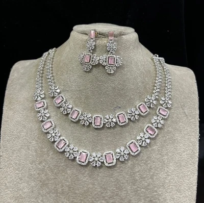 Indisch Bollywood Braut Partywear Versilbert Ad Schmuck Set Hochzeits Damen JL90 - Bild 1 von 4