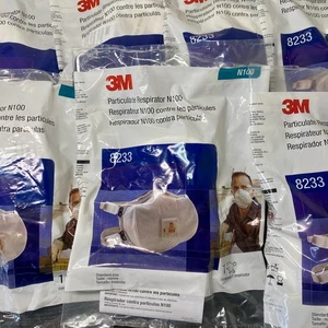 (7) 3M N100 8233 Particulate Respirator Smoke Protection Masks Exhalation Valve - Picture 1 of 3