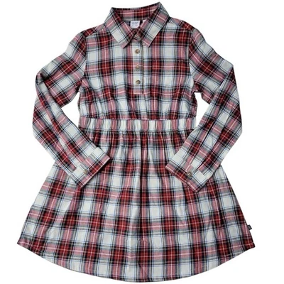 Gap Kid Girls Casual Red Plaid Long Sleeve Dress Size XS 4/5 - Image 1 of 4