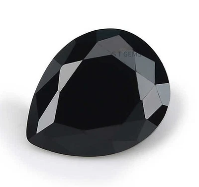 AAA Loose Gemstone Synthetic Black Spinel Pear Fine Cut For Assorted Jewelry - Image 1 of 4