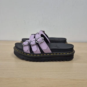 Dr Martens Blaire Flower Slide Lilac Leather Chunky Platform Sandals Uk 6 Eu 39 - Picture 1 of 9
