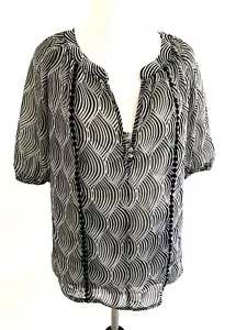 Camicia donna Nordstrom Bellatrix taglia XS a righe mezza manica con bottoni nera - Foto 1 di 10