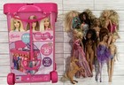 Lot of (12) 1990s-2000s Barbie Hannah Montana Other Dolls & Rolling Case