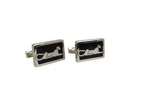 CARTIER Panthere Manschettenknöpfe 925 Sterling Silber mit Emaille Art Deco Stil - Picture 1 of 14
