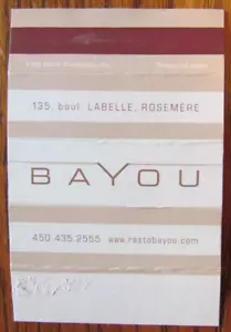 COVER SCATOLA FIAMMIFERI ROSSETTO: BAYOU ROSEMERE, QC COPERCHIO FIAMMIFERI VUOTO -C15 - Foto 1 di 1