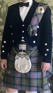 Men's Dark Navy Blue Velvet Regulation Doublet Wedding Kilt Jacket - Picture 1 of 2