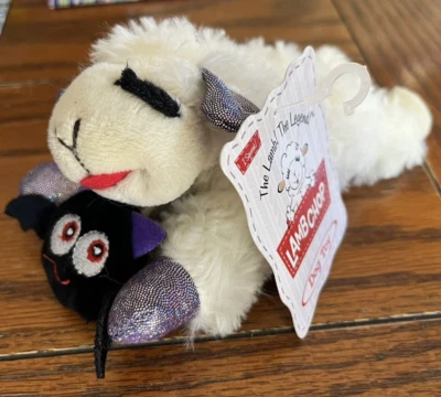 LAMB CHOP WITH BAT HALLOWEEN DOG TOY WITH SQUEAKERS 6" - PURPLE - Image 1 of 2