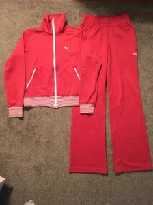 Vintage 1970’s Womens Puma Orange/White Sweat Jacket And Sweat Pants, Size Small - Picture 1 of 4