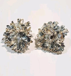 Vintage Silver Foil Orchid Flower Earrings (Pierced) - Picture 1 of 2