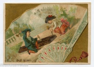 Chromo. Eventail . Enfants . A LA MAISON DORéE . ROUBAIX . Fan . Children - Picture 1 of 2