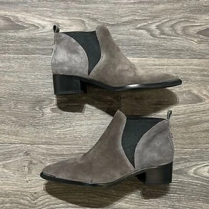 Marc Fisher SZ 7.5 Yale Gray Suede Pointed Toe Chelsea Boots Luxe Ankle Booties - Picture 1 of 11