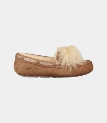 UGG Dakota Pom Pom 1019015 Moccasins Slipper Women's Chestnut Suede Slip On - Image 1 of 4