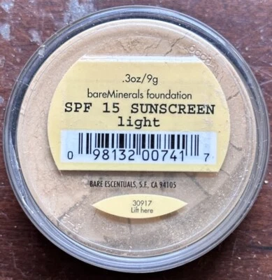 Bare Minerals ID Face & Body Color SPF 15 Sunscreen Light SEALED .3 oz - Image 1 of 2